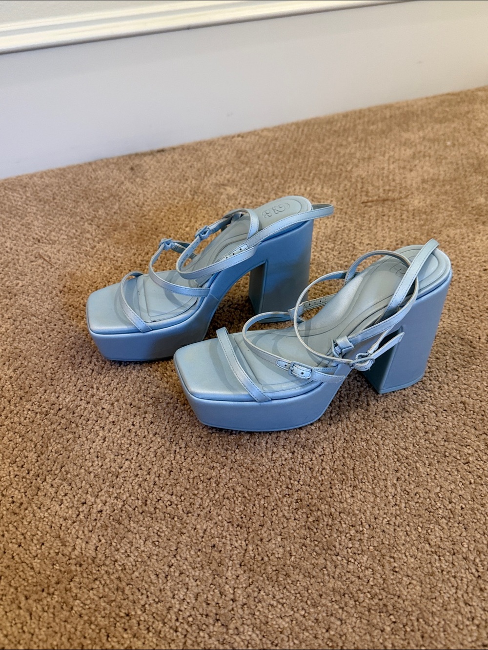 Gianni Bini Light Blue Platform Block Heel Sandals